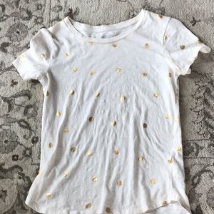 Cream shirt with gold polka dots
